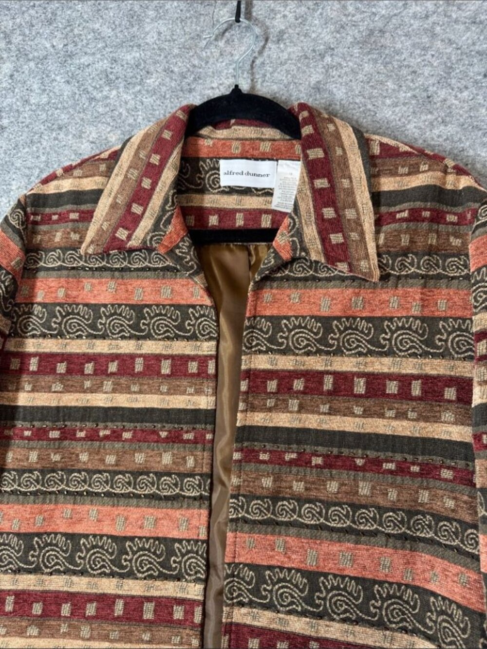 Alfred Dunner Tapestry Jacket Stripe Boho Southwestern Size 18 Chic Festival - Picture 4 of 16